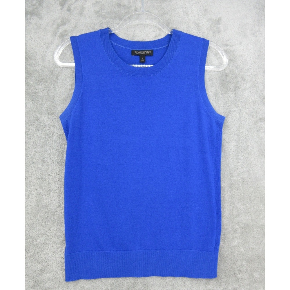 Banana Republic Sweater Womens Size S Merino Wool Sleeveless Quiet Luxury Blue